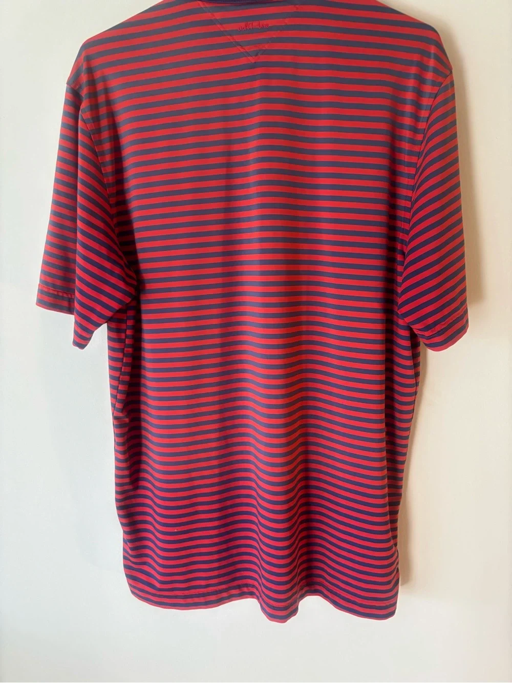 adidas Adipure Red and Navy Striped Men's Polo Shirt